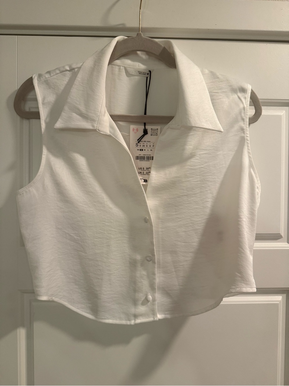 NWT Zara Crop Satin Blouse